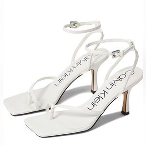 Calvin Klein Millie Ankle Strap Sandal in White.